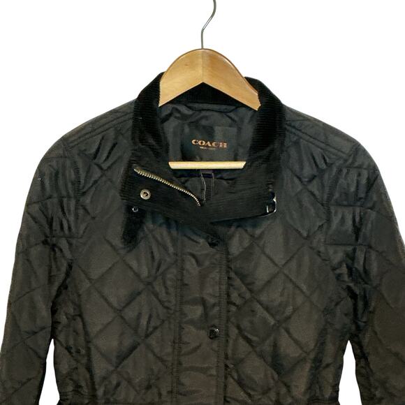 Coach Puffer Quilted Lightweight Cinched Waist Black Jacket Women's Medium NWT - Picture 4 of 16